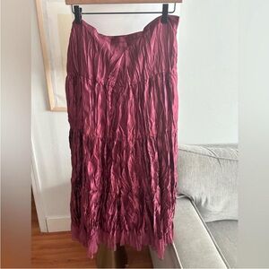 Eyeshadow Vintage Burgundy  Crinkle A-Line Maxi Skirt Boho Festival Prairie 10